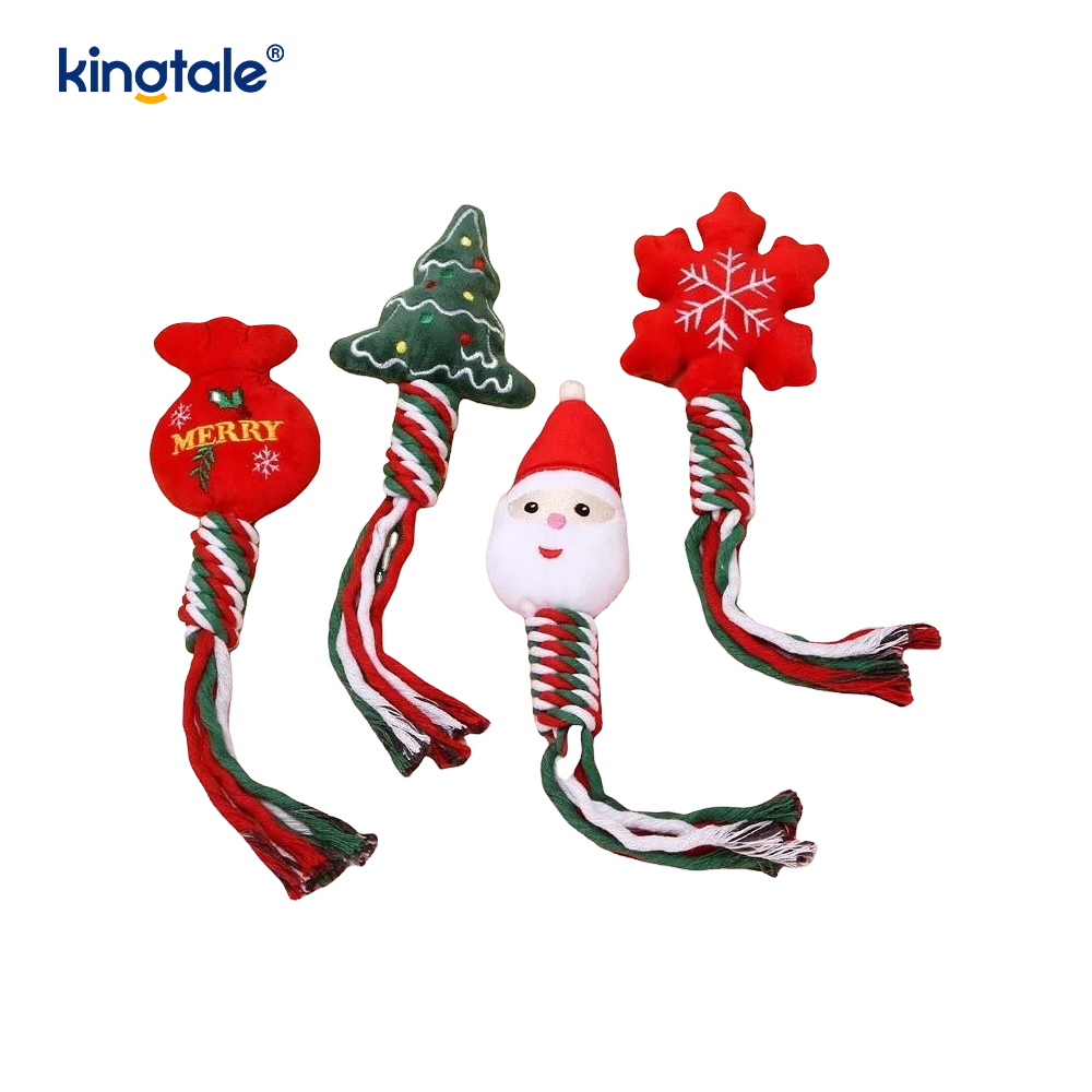 اسباب بازی های مخمل دار طناب کریسمس حیوان خانگی توله سگ جویدن اسباب بازی برای دندان درآوردن