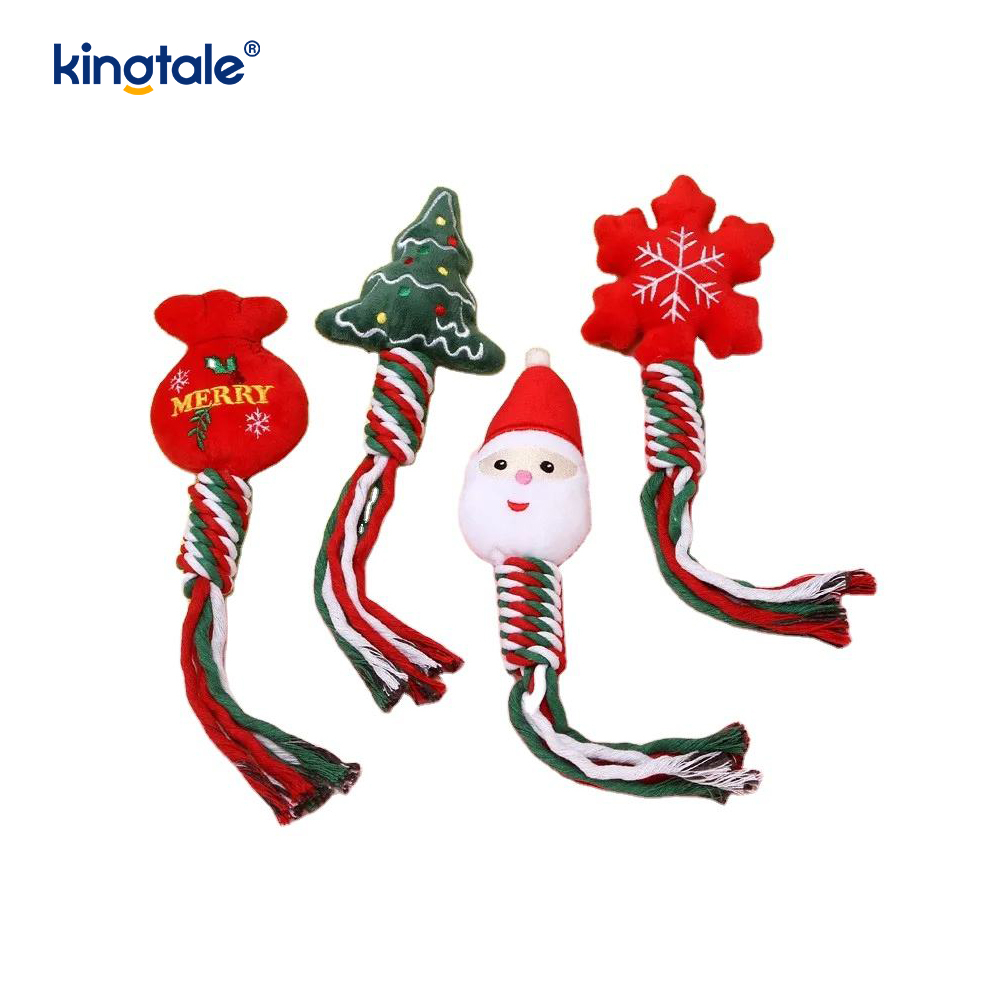 اسباب بازی های مخمل دار طناب کریسمس حیوان خانگی توله سگ جویدن اسباب بازی برای دندان درآوردن