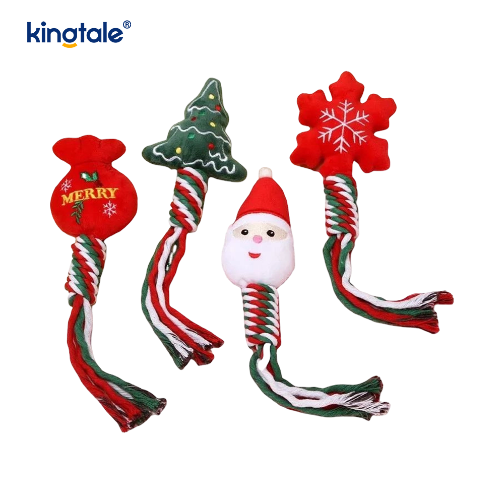 اسباب بازی حیوانات خانگی مری کریسمس با دندانه دار طناب نخی